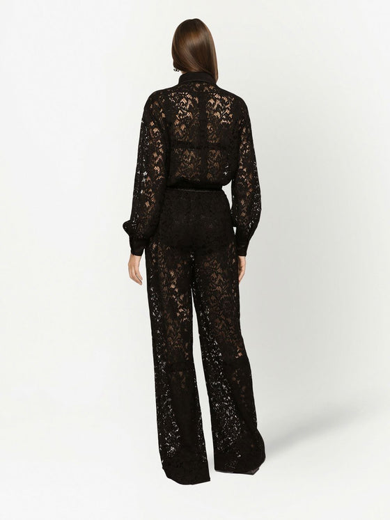 Dolce & Gabbana lace-trim long-sleeve jumpsuit