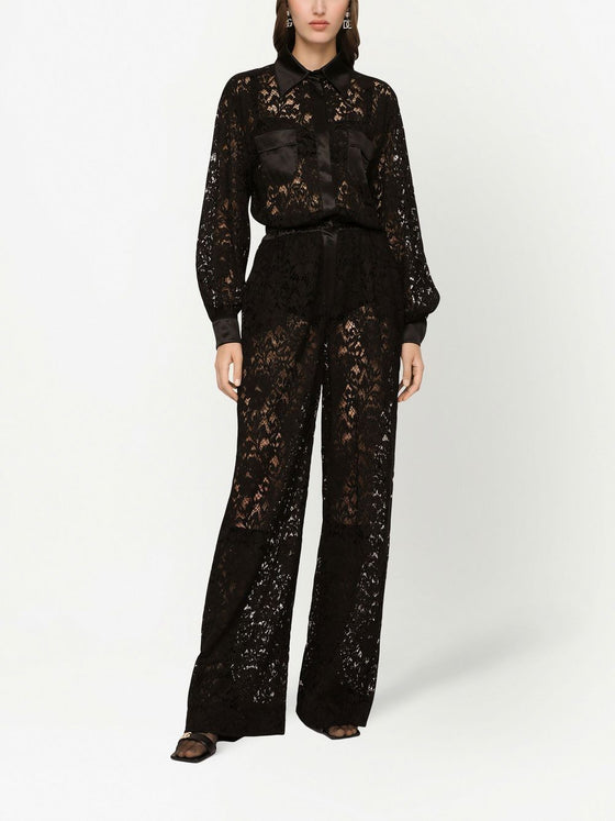Dolce & Gabbana lace-trim long-sleeve jumpsuit
