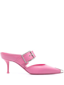  Alexander McQueen 75mm Metallic toe-cap Detail Mules