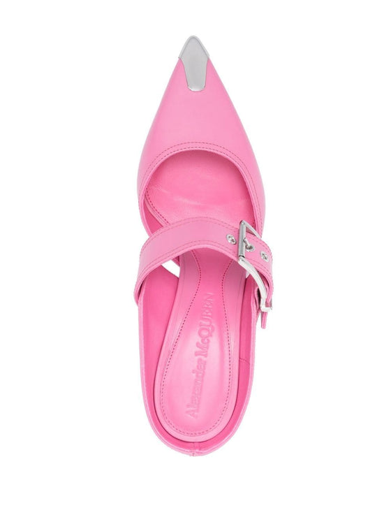 Alexander McQueen 75mm Metallic toe-cap Detail Mules