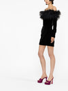 Alessandra Rich Feather detail velvet short dress