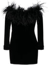 Alessandra Rich Feather detail velvet short dress