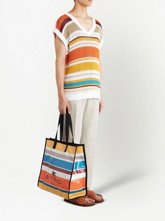 Etro stripe-print tote bag