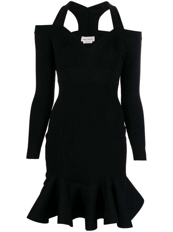 Alexander McQueen Short knitted dress with V-neck