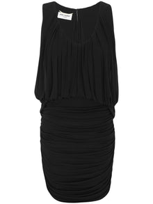  Saint Laurent Sleeveless Draped Minidress