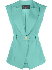  Balmain Sleeveless belted jacket