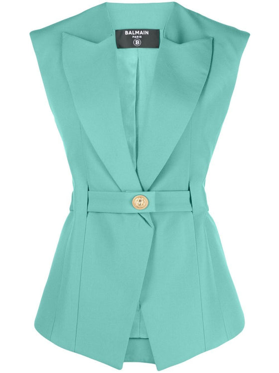 Balmain Sleeveless belted jacket