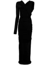 Saint Laurent semi-sheer one-sleeve long dress
