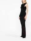 Saint Laurent semi-sheer one-sleeve long dress