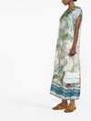 F.R.S . Short printed silk kaftan dress
