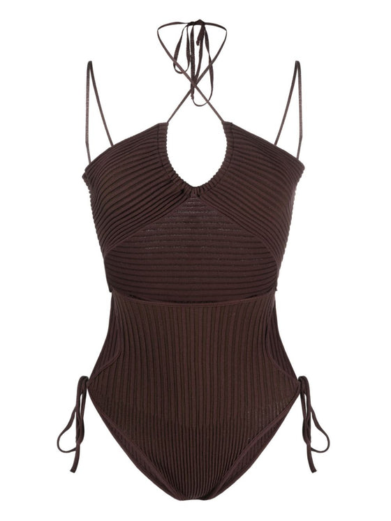 ANDREĀDAMO Andrea Adamo halterneck-fastening ribbed-knit bodysuit