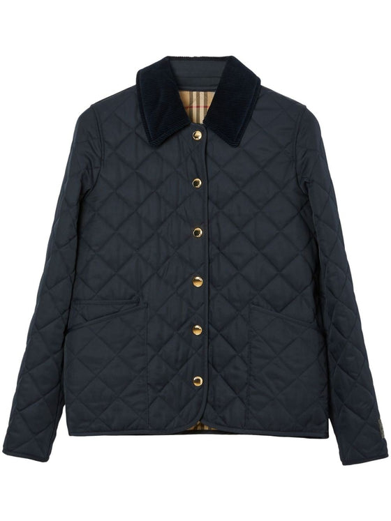 Burberry corduroy-collar diamond-quilted jacket