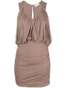  Saint Laurent Sleeveless Draped Minidress
