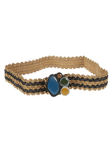  Exquisite J Striped raffia belt