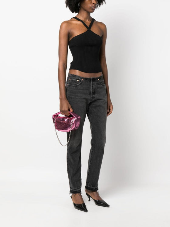 By Far Metallic leather shoulder bag