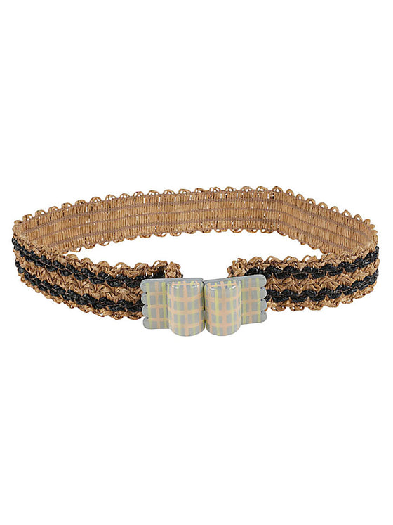 Exquisite J Striped raffia belt