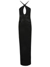 Monot Pre Cut-out detail silk crepe long dress