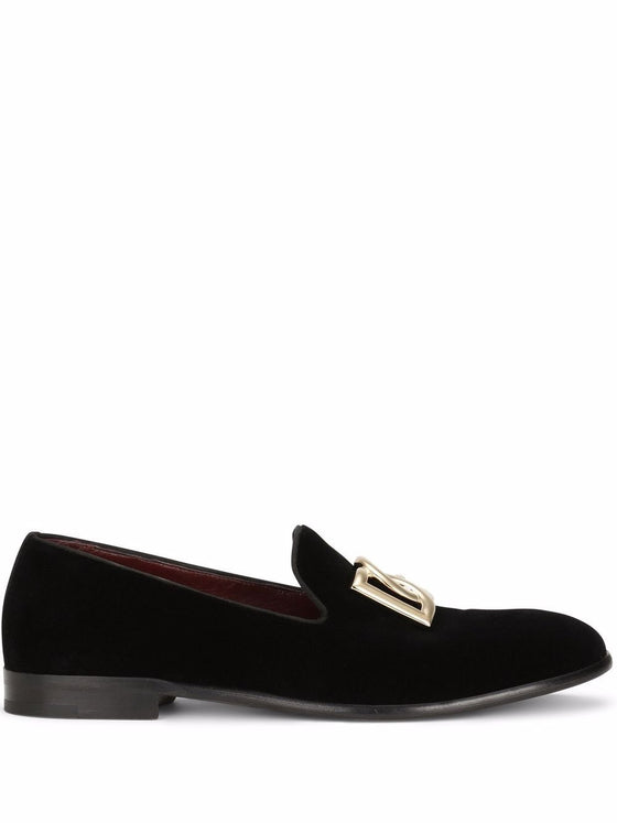 Dolce & Gabbana DG logo velvet slippers