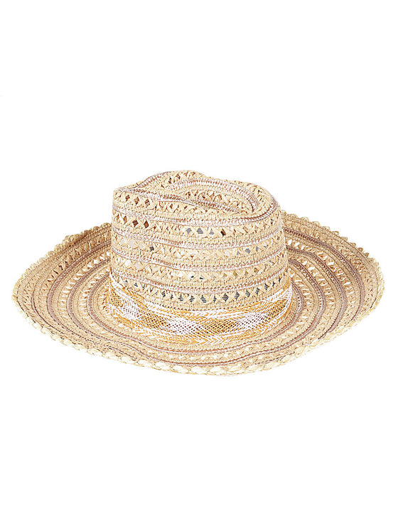 Exquisite J Raffia sombrero hat