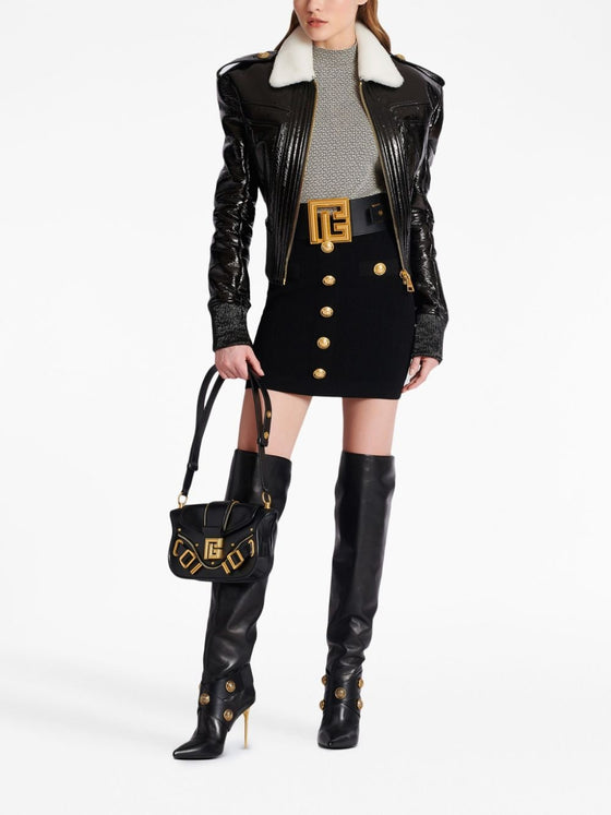 Balmain Button-detail knitted miniskirt