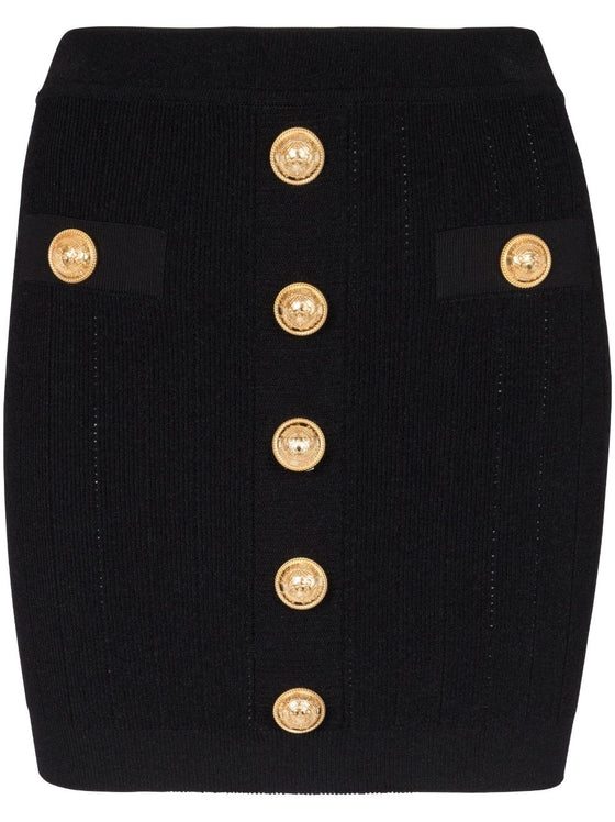 Balmain Button-detail knitted miniskirt