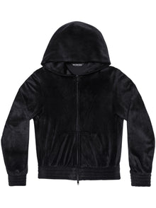  Balenciaga Crystal embellished velvet zip-up hoodie