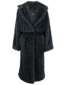  Ermanno Scervino belted shearling wool coat