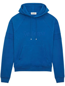  Saint Laurent logo-embroidered cotton hoodie