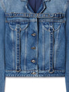 Off White Crop Denim Jacket With Belt