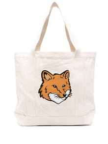  Maison Kitsuné Maison Kitsune fox head-print cotton tote