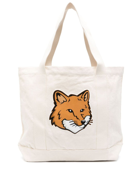 Maison Kitsuné Maison Kitsune fox head-print cotton tote