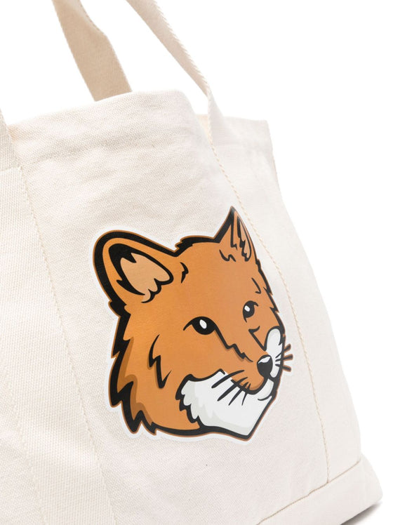 Maison Kitsuné Maison Kitsune fox head-print cotton tote