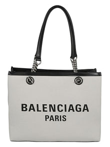  Balenciaga logo print canvas tote bag