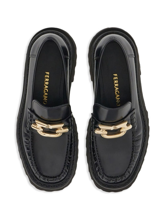Ferragamo Gancini-buckle Leather Loafers