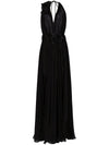 Dolce & Gabbana Long silk chiffon dress with floral appliqué