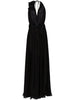 Dolce & Gabbana Long silk chiffon dress with floral appliqué