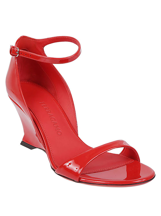 Ferragamo leather wedge sandals with open toe