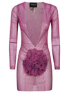 Santa Brand Flower-applique mini dress