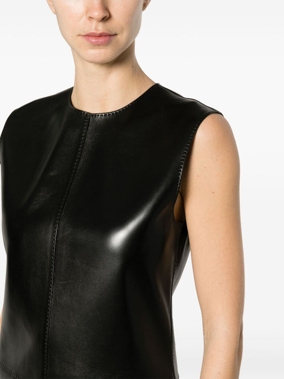 Saint Laurent Sleeveless Leather Minidress