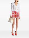 Balmain Gingham fine-knit miniskirt