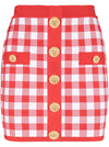 Balmain Gingham fine-knit miniskirt