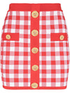 Balmain Gingham fine-knit miniskirt