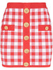 Balmain Gingham fine-knit miniskirt
