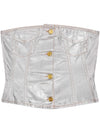 Ganni Silver Foil Denim Corsage