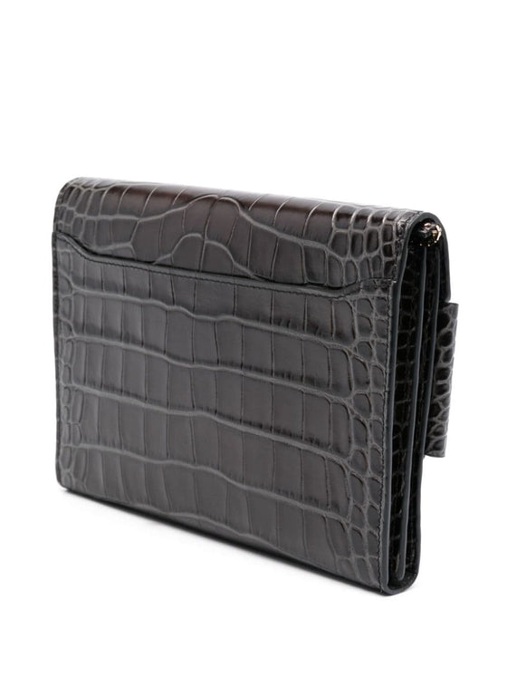 Boyy Buckle travel case croco embossed leather clutch bag