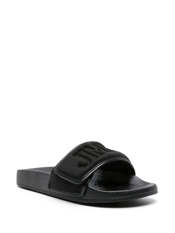 Jimmy Choo Fitz Slides Sandals with Embossed Logo