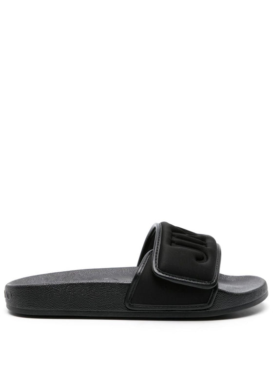 Jimmy Choo Fitz Slides Sandals with Embossed Logo