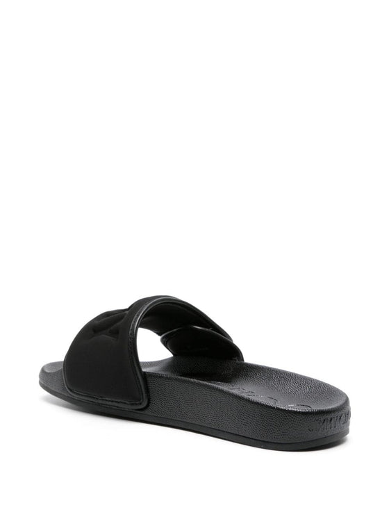 Jimmy Choo Fitz Slides Sandals with Embossed Logo