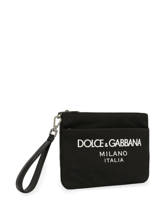 Dolce & Gabbana Nylon pouch with rubberized logo