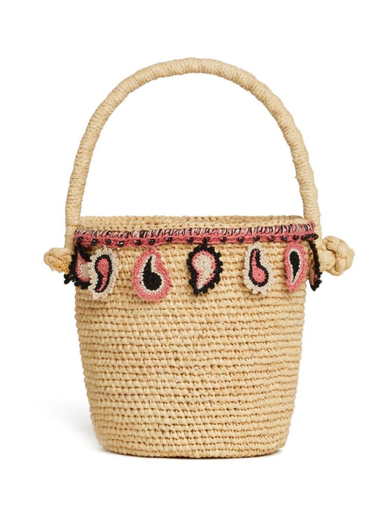 Alanui paisley-appliqué raffia basket bag
